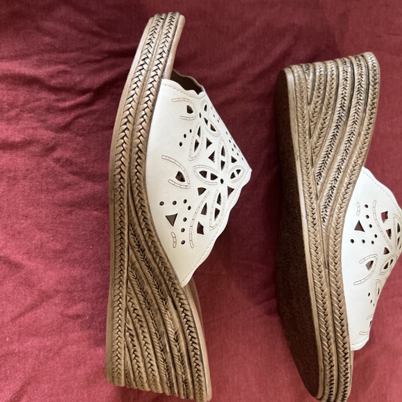 Alexis Leroy Women's White Open Toe Sandals Wedge EU 41 US SIZE 10 - Picture 5 of 8